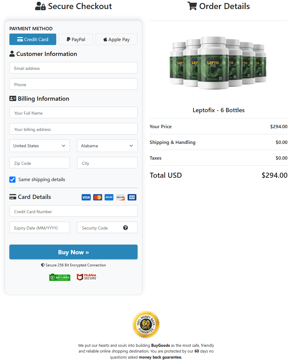 Leptofix weight loss supplement bottle order form